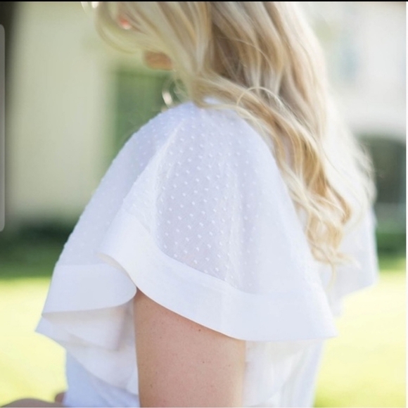 J. Crew Factory flutter short sleeve Swiss dot above knee dress white Sz: 00 - Picture 5 of 9